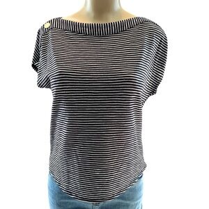 JONES NEW YORK Collection Boatneck Cap Sleeve Pullover Striped Top Size M​​​​